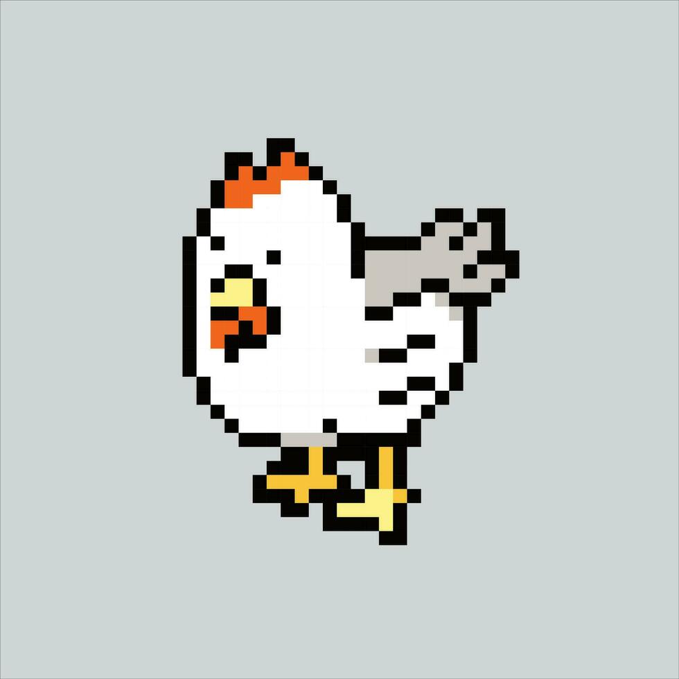Pixel art illustration Hen. Pixelated Hen. Hen farm pixelated for the pixel art game and icon for website and video game. old school retro. vector