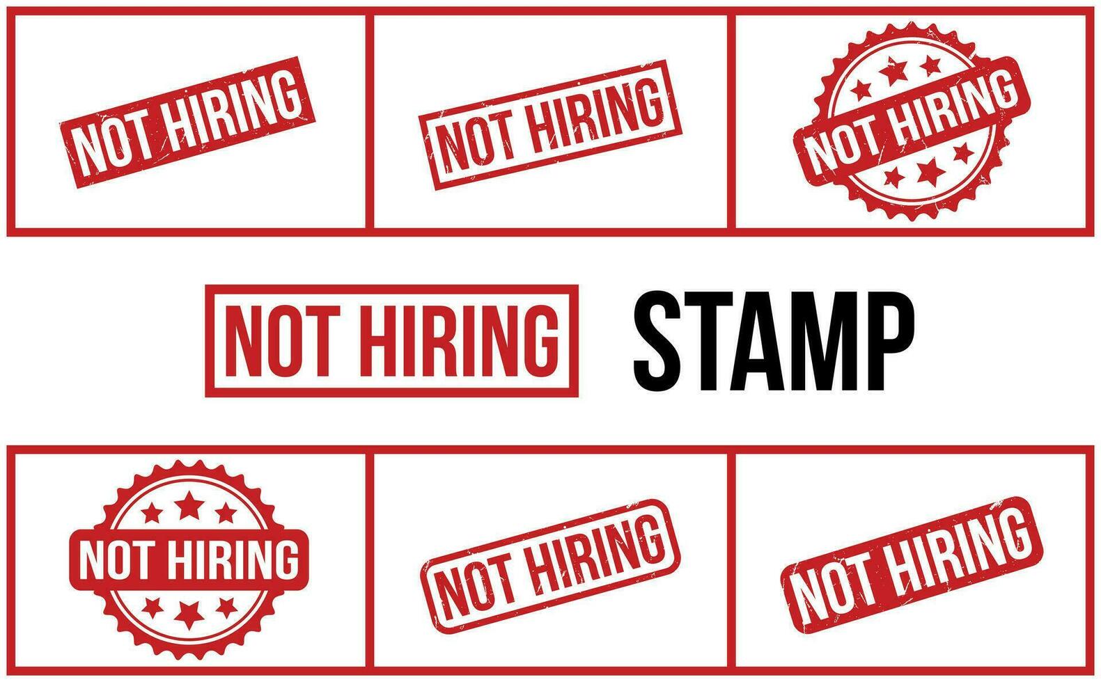 Red Not Hiring Rubber Stamp Set Vector