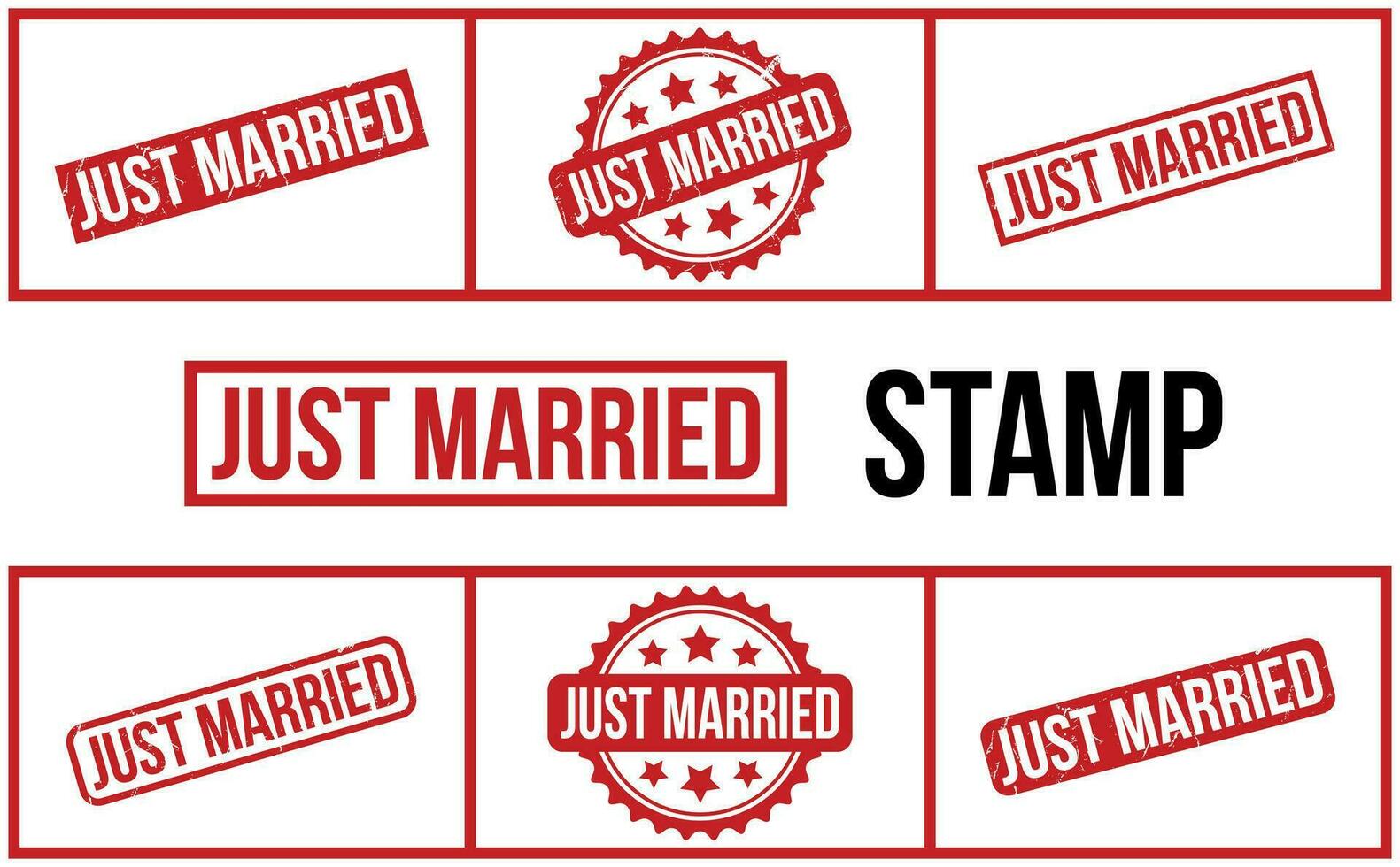 Just Married Rubber Stamp Set Vector