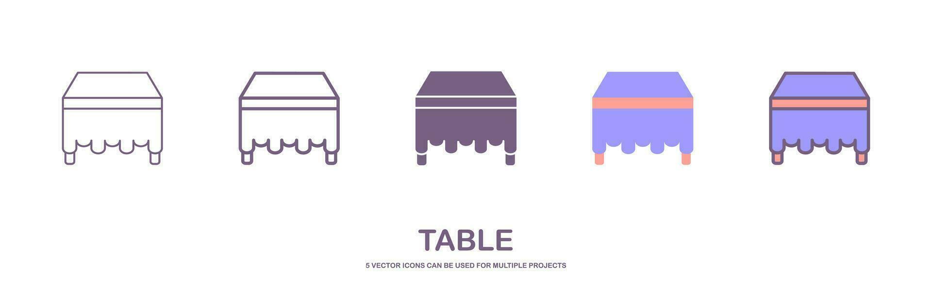 Set of flat Table Icon Design Illustration. table vector illustration. icon sheet
