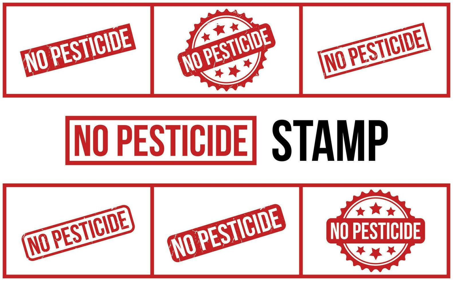 No Pesticide Rubber Stamp Set Vector