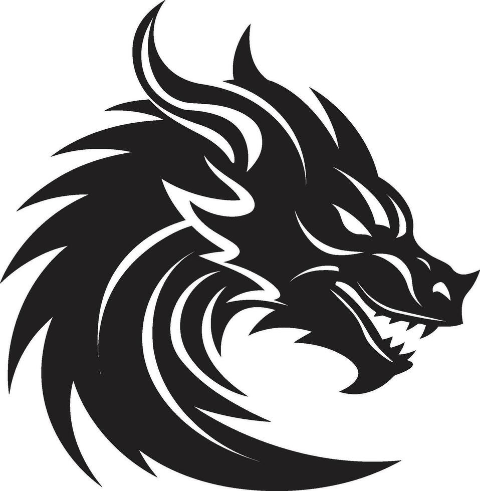 Inferno Unleashed Black Vector Power of the Fiery Dragon Scales of Shadows Monochromatic Dragons Vector Artistry