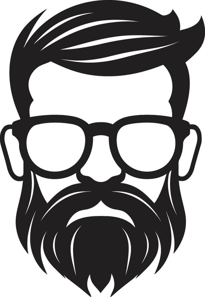 Whiskered Wanderlust Black Vector Portrait of Indie Cool Cultural Fusion Monochromatic Vector of Hipster Elegance