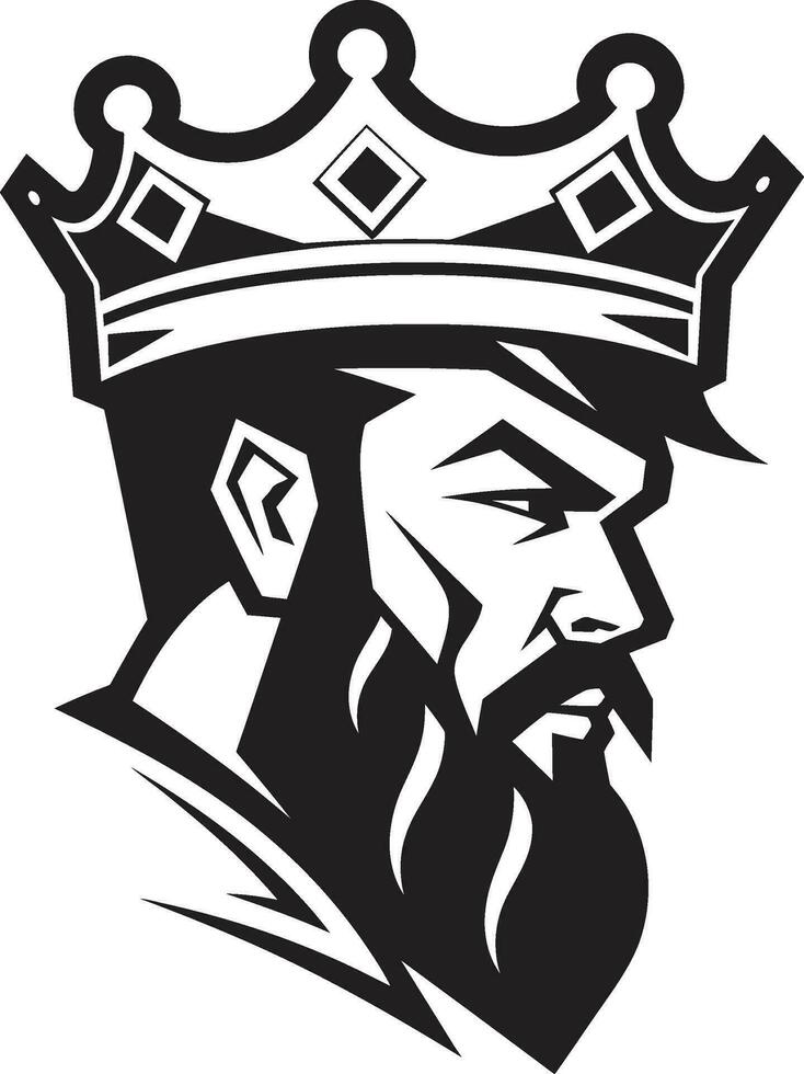 Kingdoms Gaze Black Vector Showcasing the Monarchs Stature Noble Majesty Monochrome Vector Portrait of Kingly Elegance