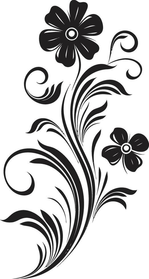 Whimsical Ebony Flourish Ethereal Twilight Petals vector