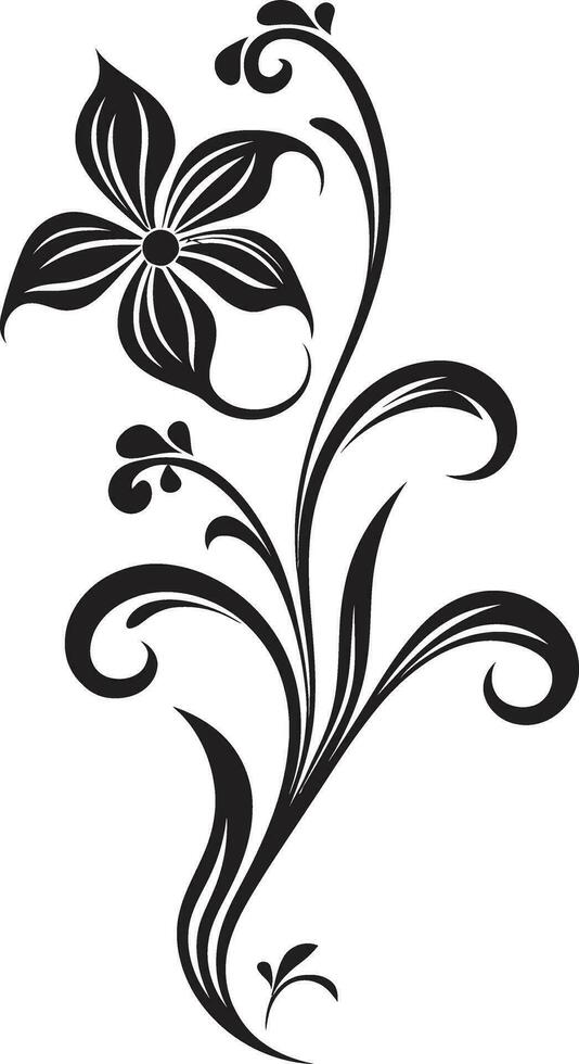 Chic Black Foliage Enigmatic Petal Intricacies vector