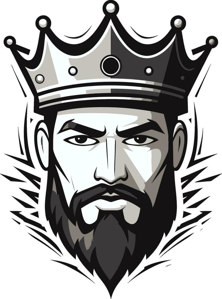 Crowned in Grace Black Vector Showcasing Imperial Command Throne of Elegance Monochromatic Vector Portrait of Kingly Rule
