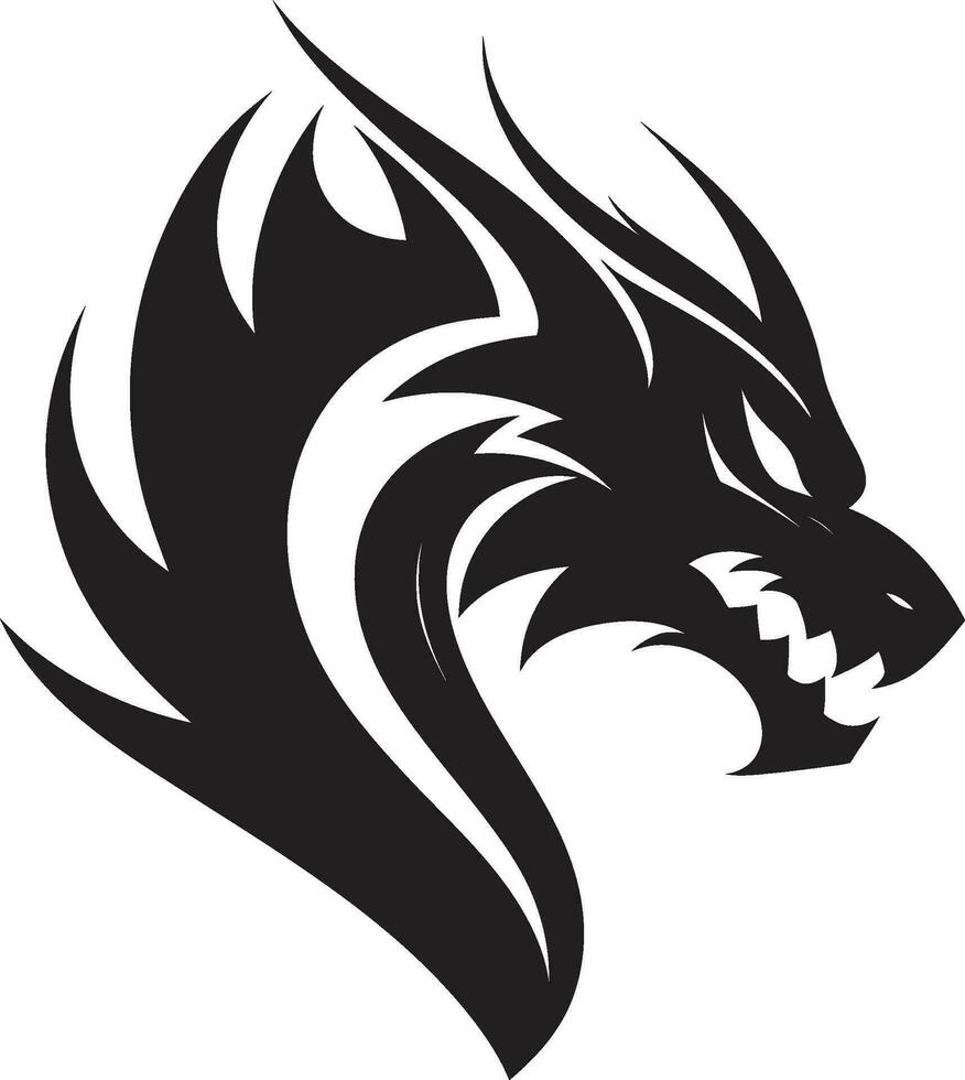 Fierce Elegance Vector Art of the Monochromatic Dragon Inky Dragons Roar Black Vector with Fiery Design