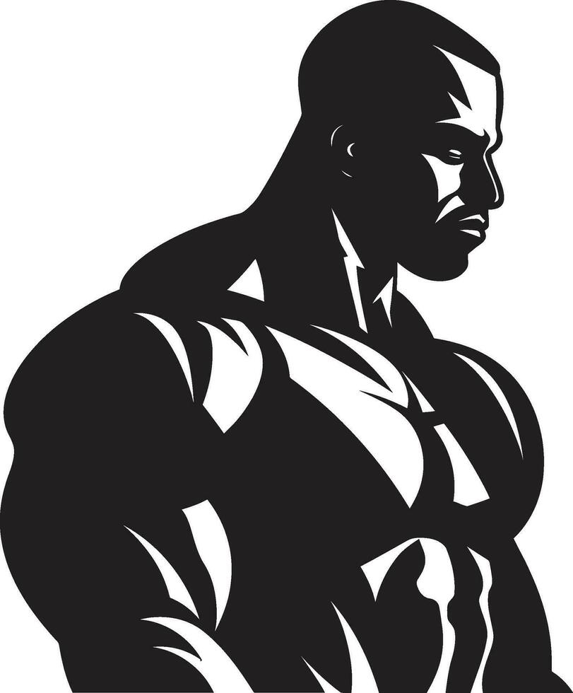 Eternal Vigor Silent Strength in Vector Art Monochrome Dominance Bodybuilder Vector Majesty