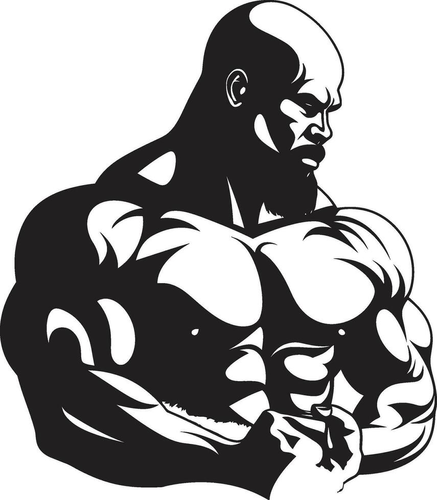 Rippled Shadows Fitness Vector Mastery Muscle Noir Monochrome Vector Fitness Excellence