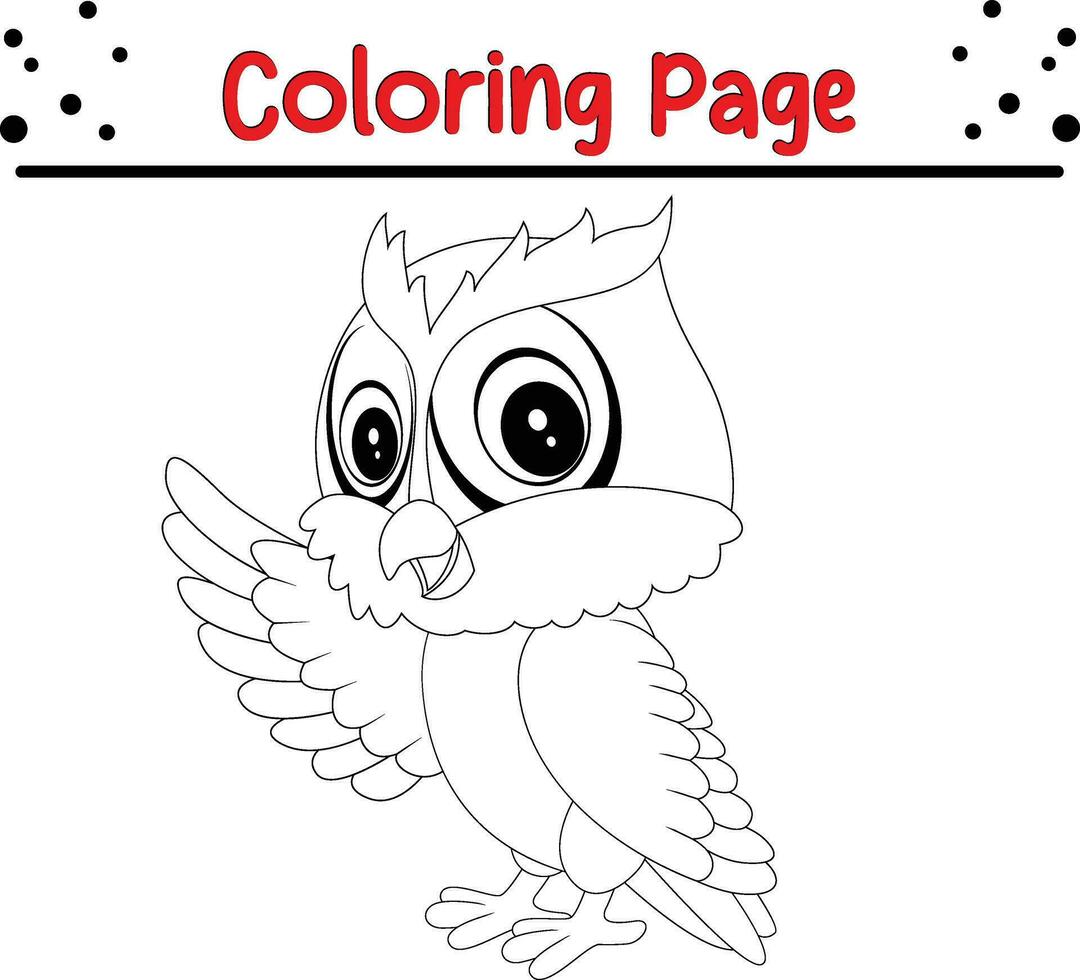 linda búho colorante página para niños vector
