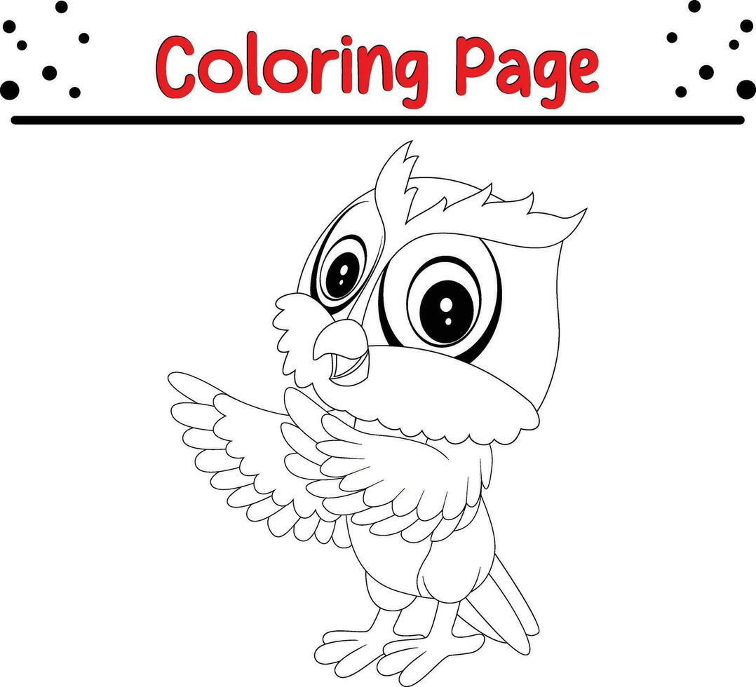 Cute Owl coloring page for kids vector