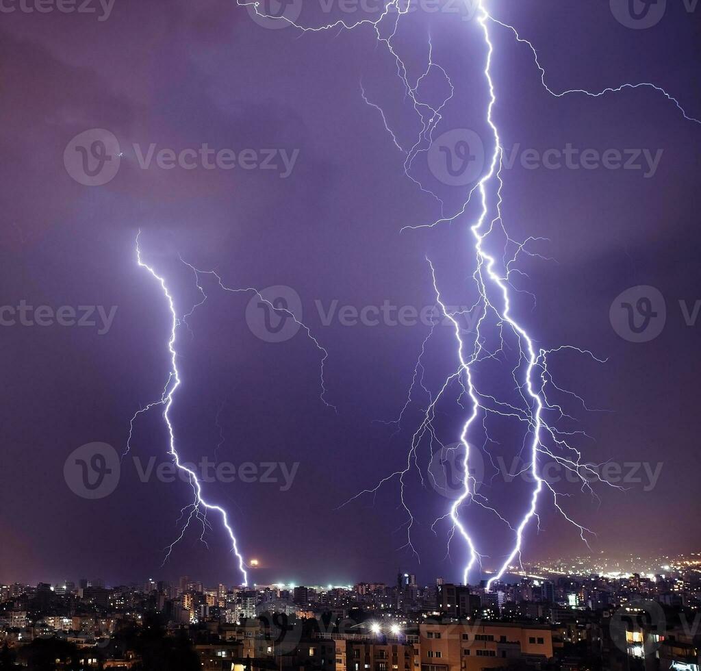 Lightning in the city photo