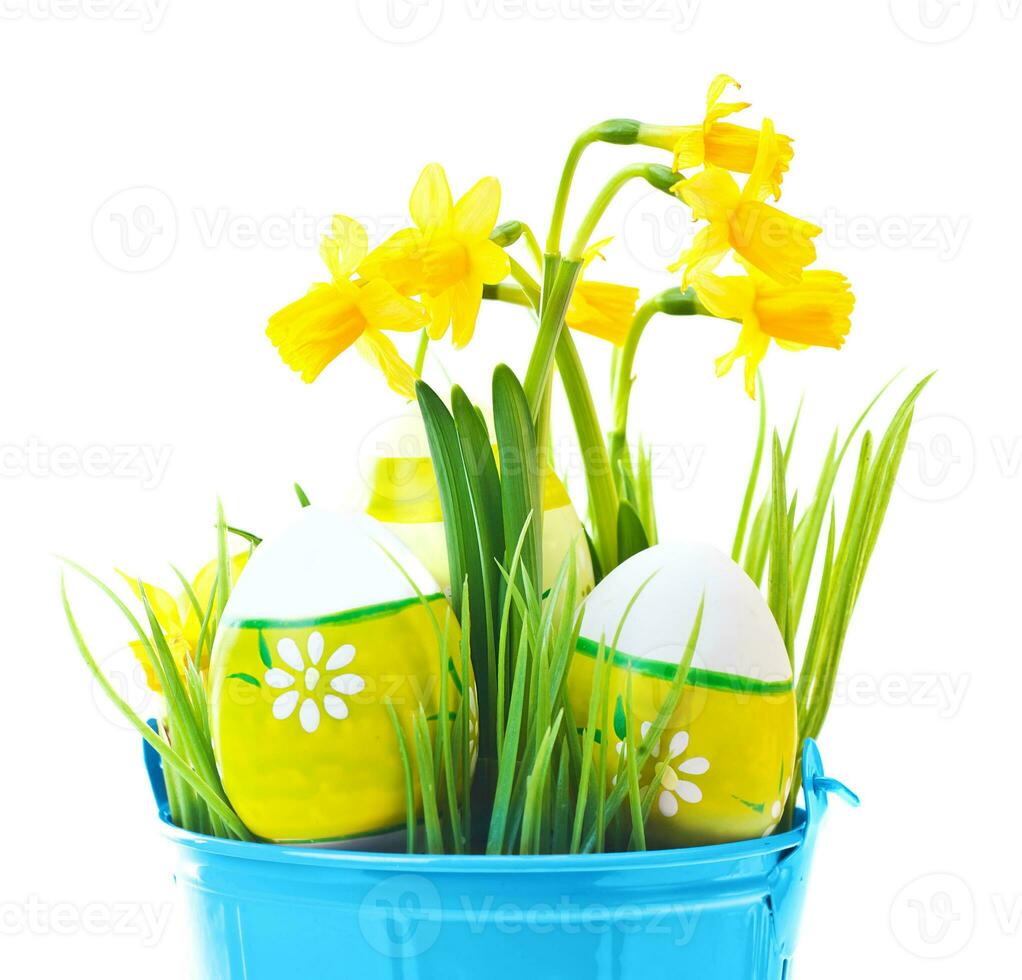 Easter eggs with flowers photo