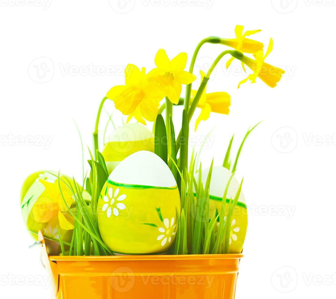 Easter eggs with flowers photo