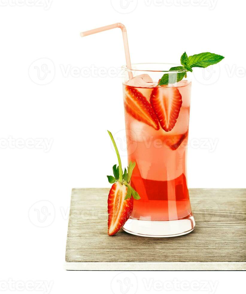 Red fruity strawberry cocktail photo