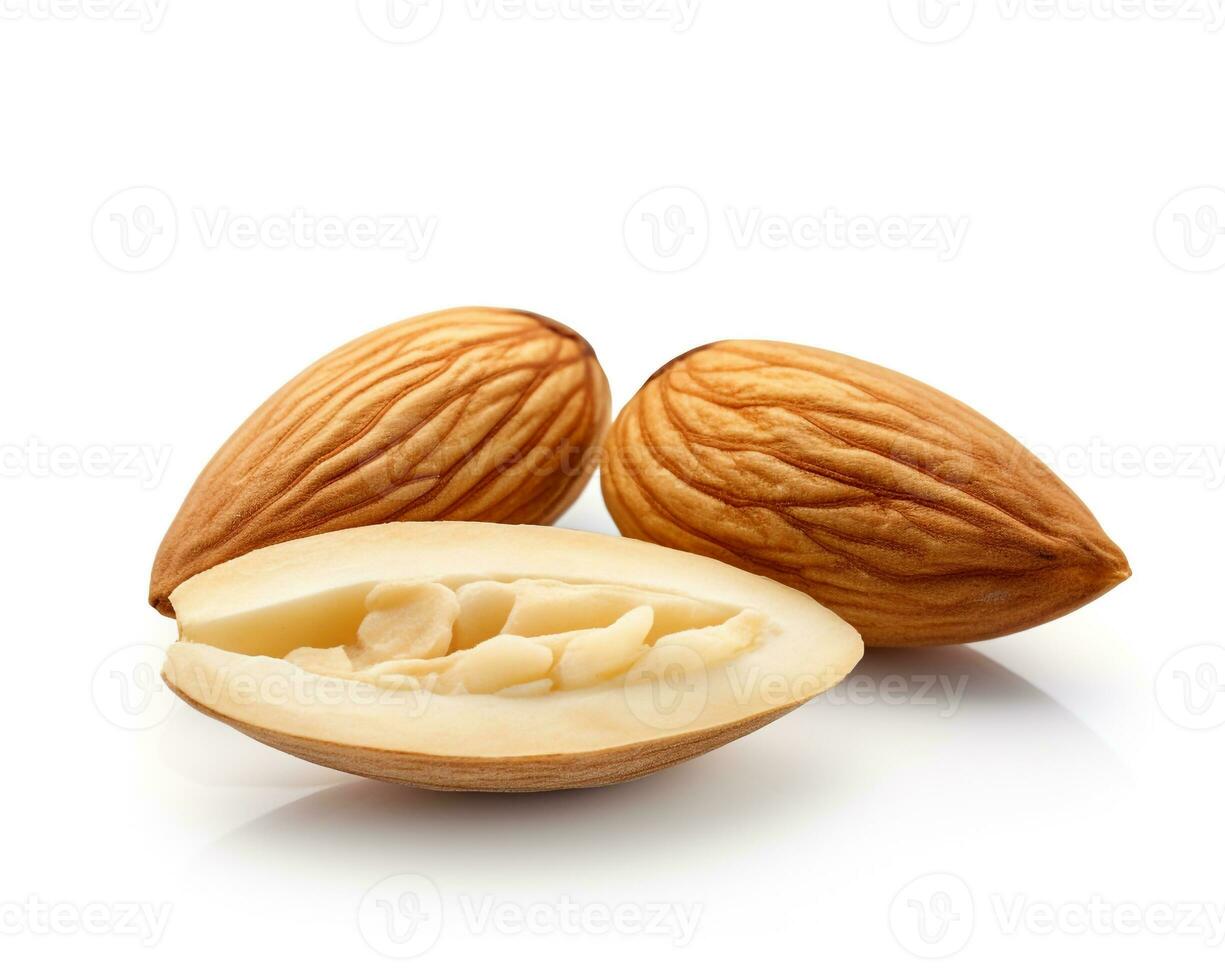 Photo of Almond isolated on white background. Generative AI