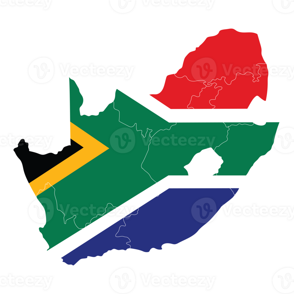 Map of South Africa with national flag png