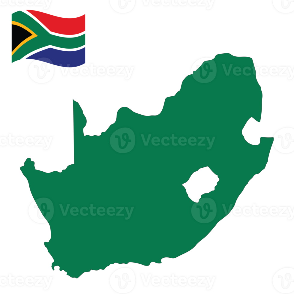 Map of South Africa with national flag png