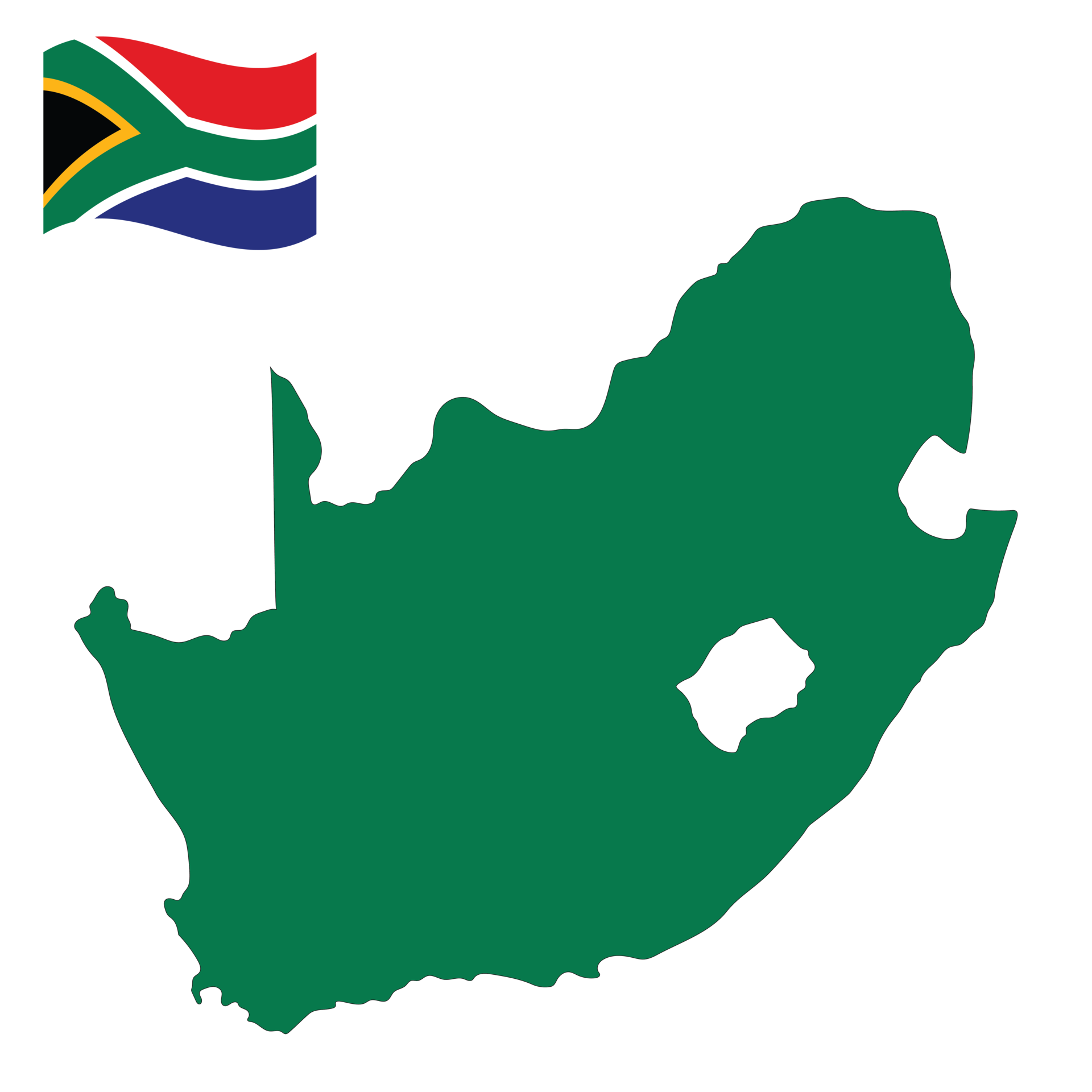 Map of South Africa with national flag 32981650 PNG