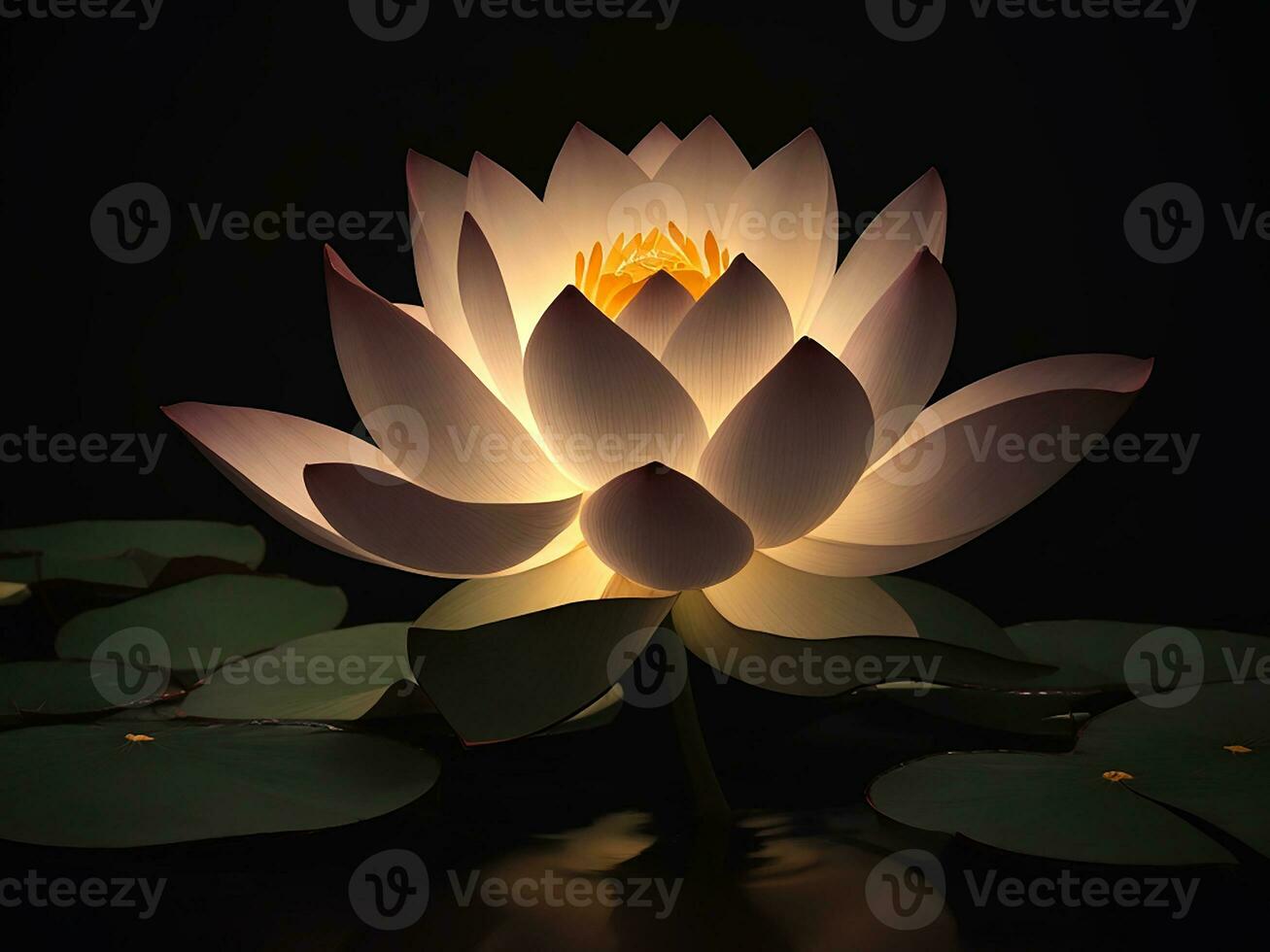 A lovely lighting lotus. Generative Ai photo