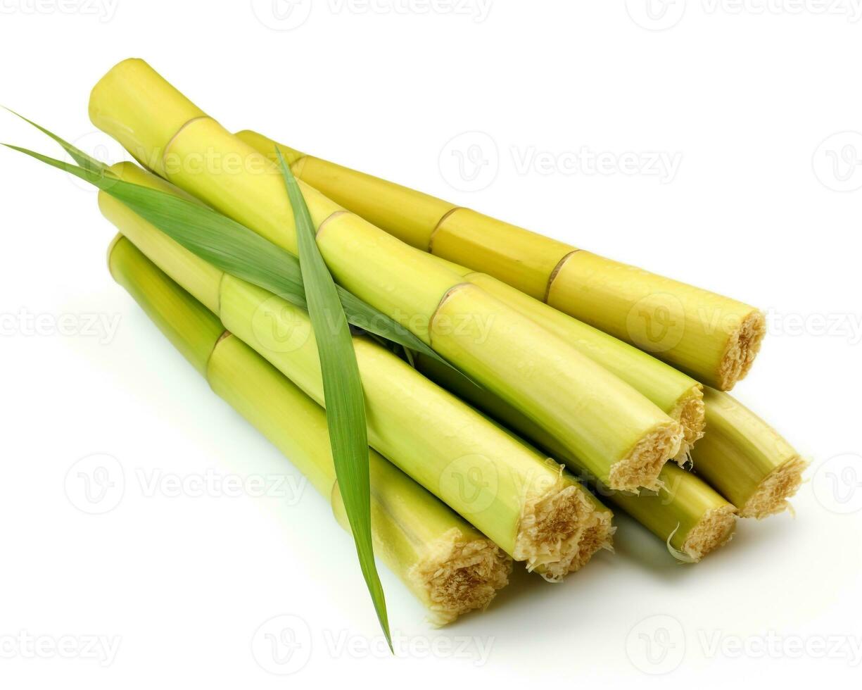 Photo of Sugarcane isolated on white background. Generative AI