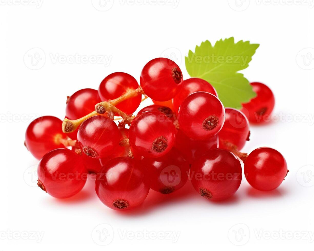 Photo of Red currant isolated on white background. Generative AI