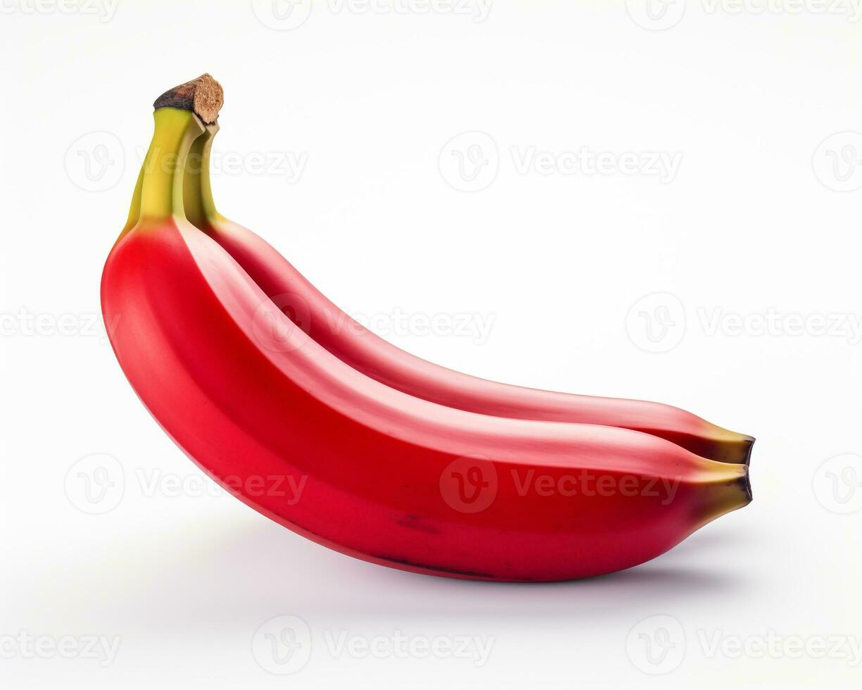 Photo of Red banana isolated on white background. Generative AI