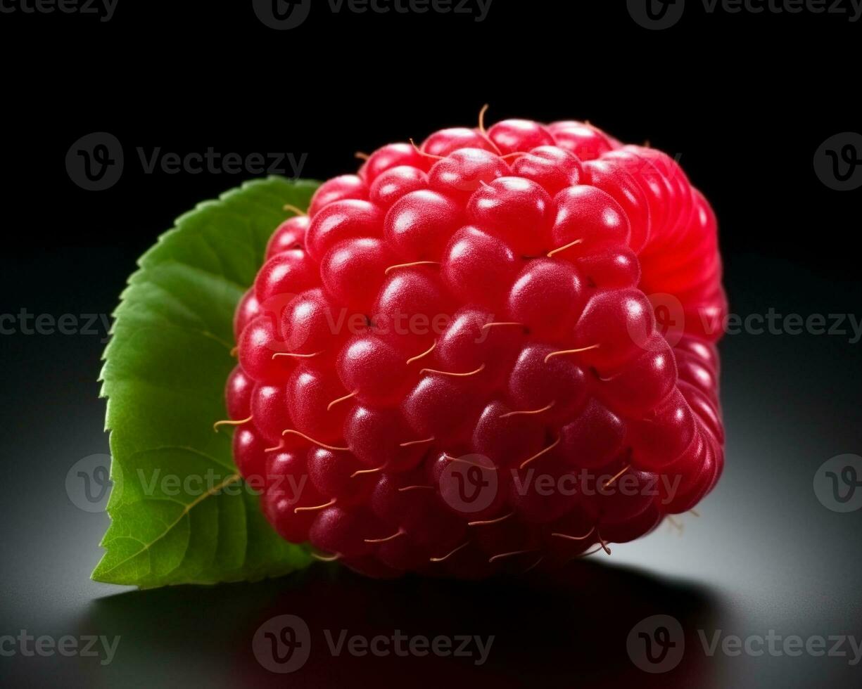 Photo of Red raspberry isolated on white background. Generative AI