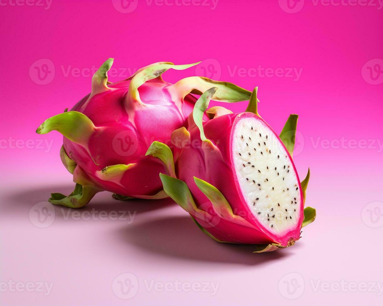 Photo of Pitaya isolated on white background. Generative AI