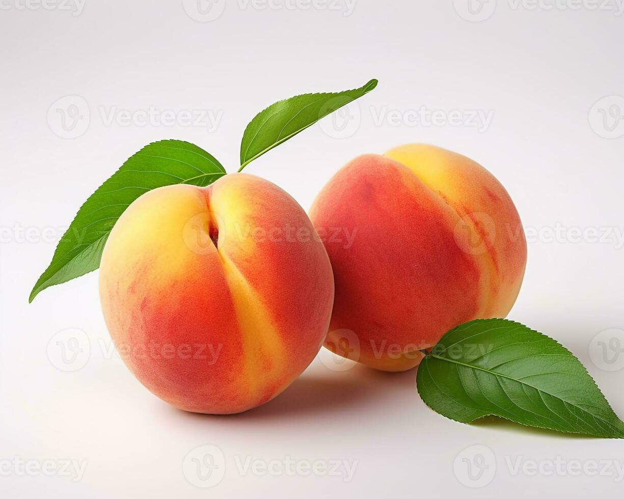 Photo of Peach isolated on white background. Generative AI