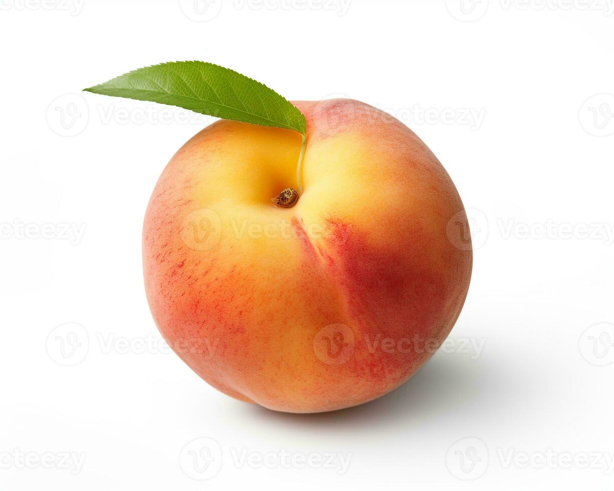 Photo of Peach isolated on white background. Generative AI