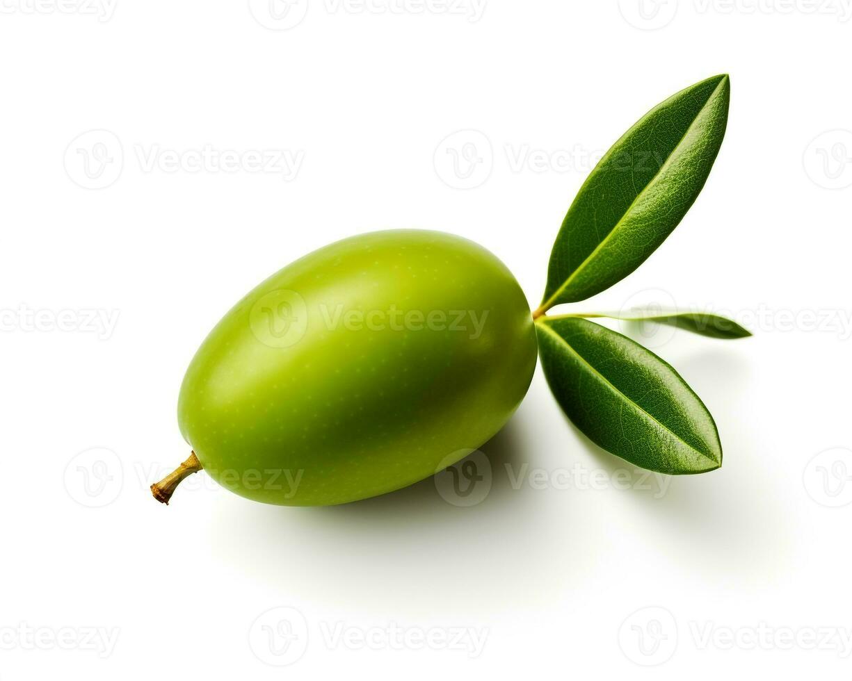 Photo of Olive isolated on white background. Generative AI