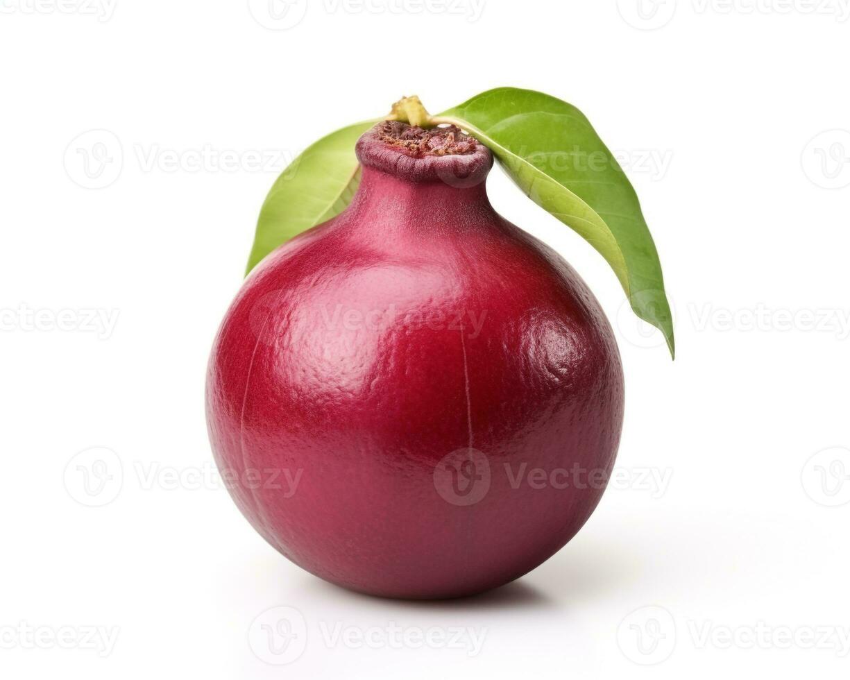 Photo of Mangosteen isolated on white background. Generative AI