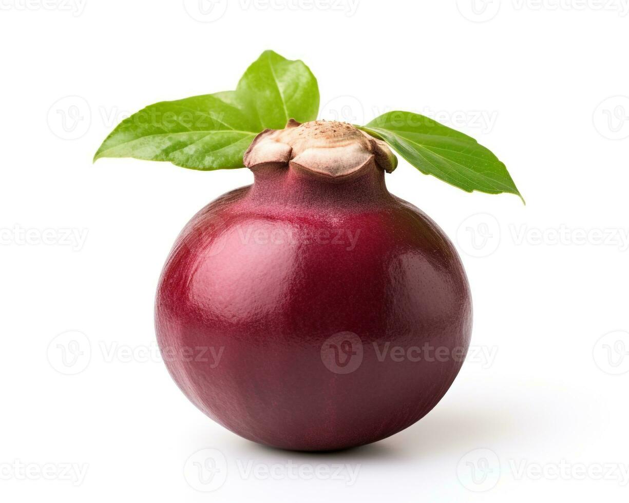 Photo of Mangosteen isolated on white background. Generative AI