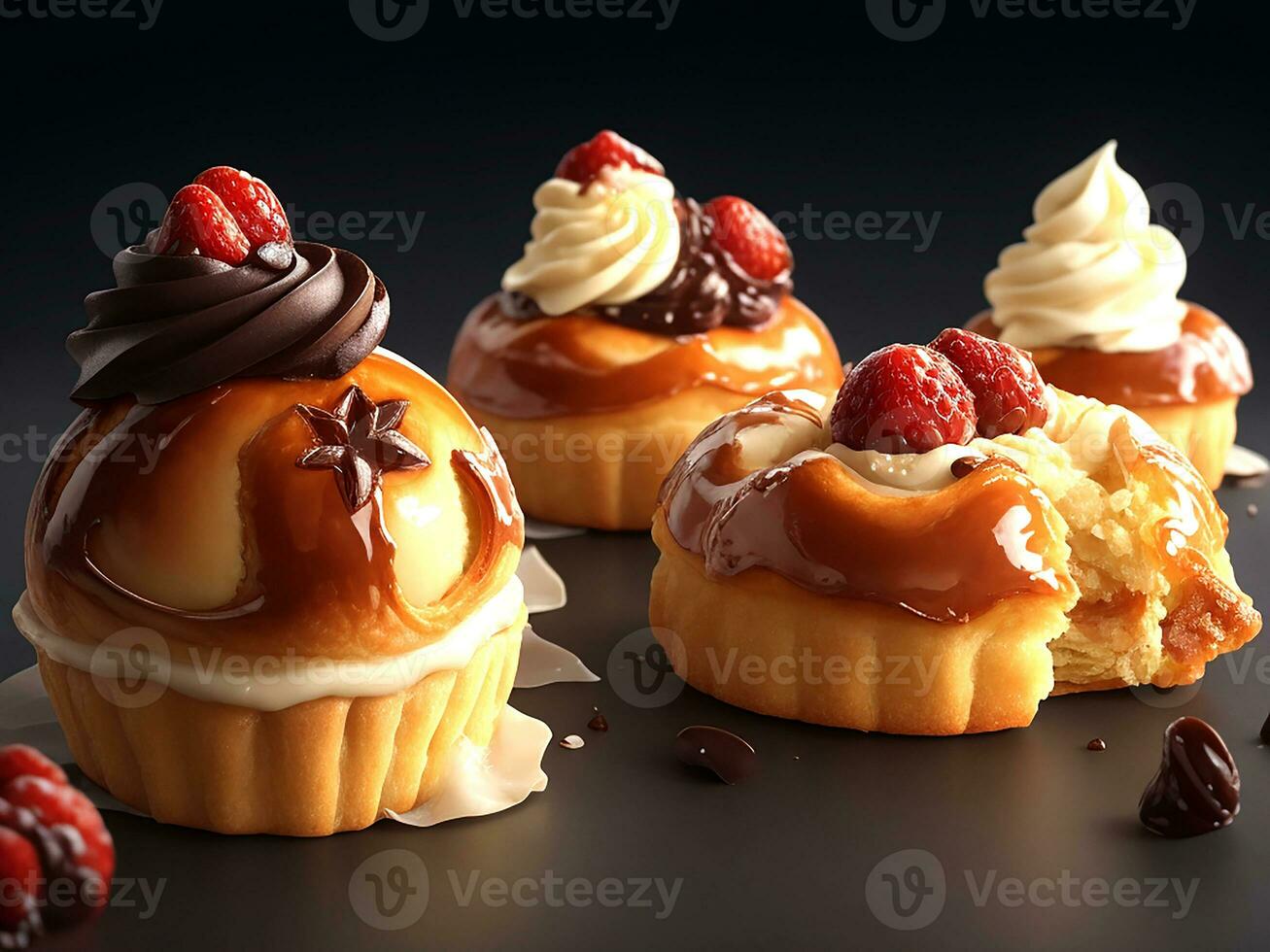muffins with chocolate. Generative Ai photo