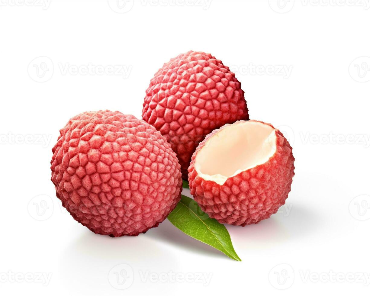 Photo of Lychee isolated on white background. Generative AI