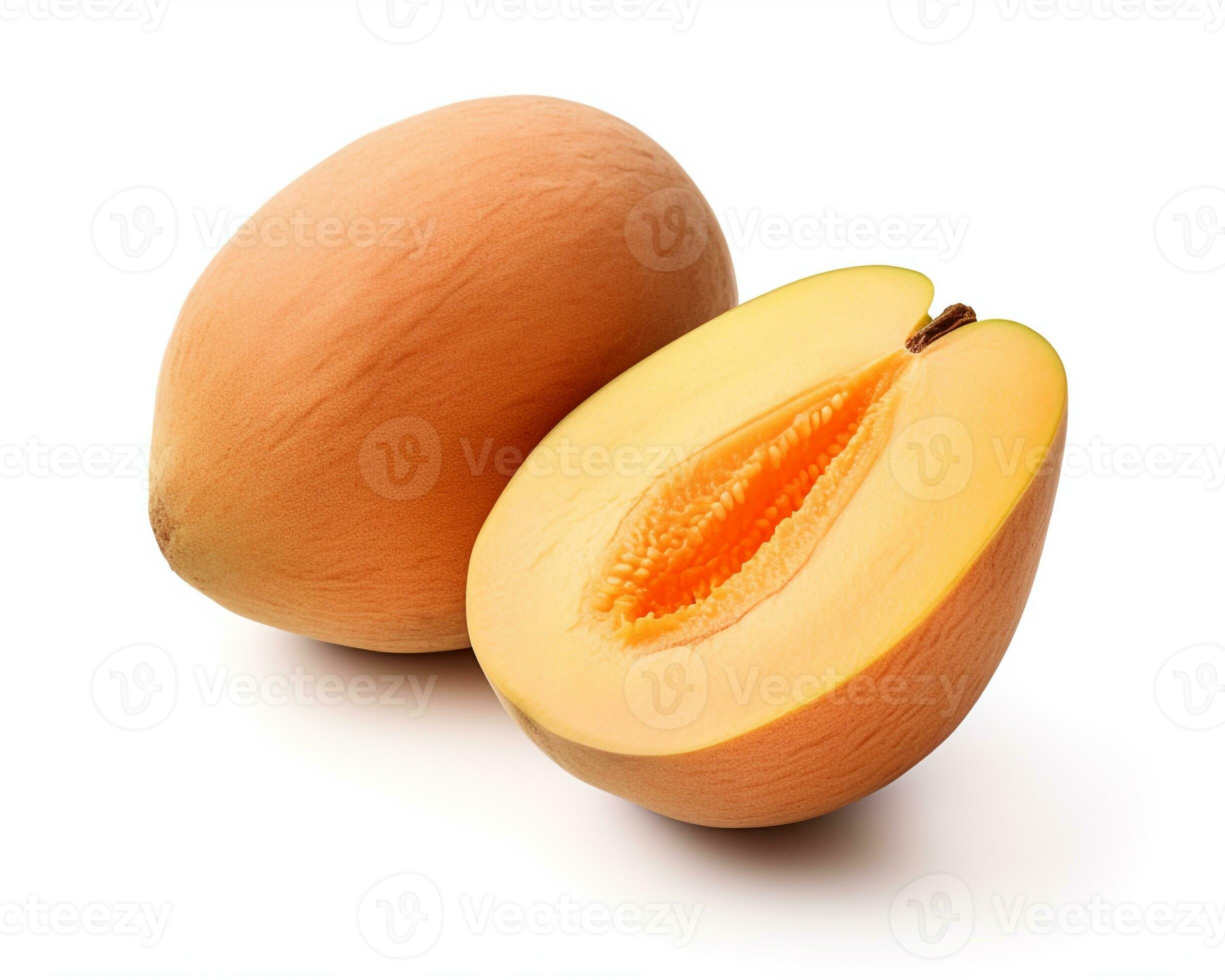 Photo of Mamey sapote isolated on white background. Generative AI