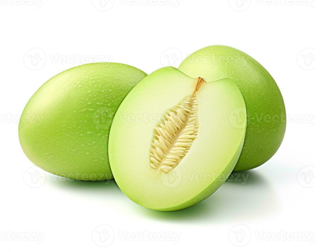Photo of Honeydew isolated on white background. Generative AI