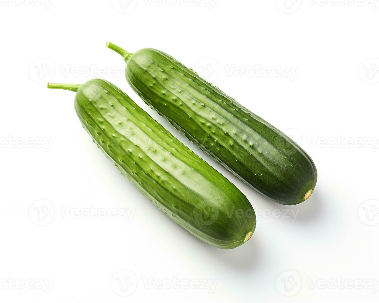 Photo of Cucumber isolated on white background. Generative AI