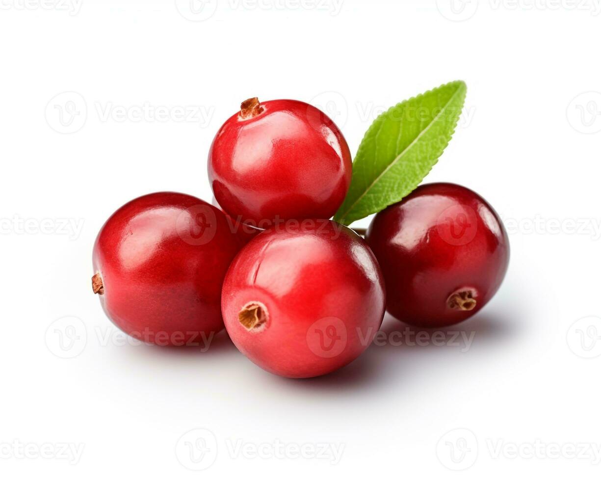 Photo of Cranberry isolated on white background. Generative AI