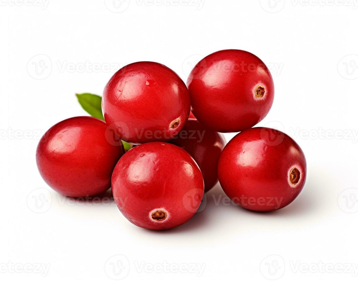 Photo of Cranberry isolated on white background. Generative AI