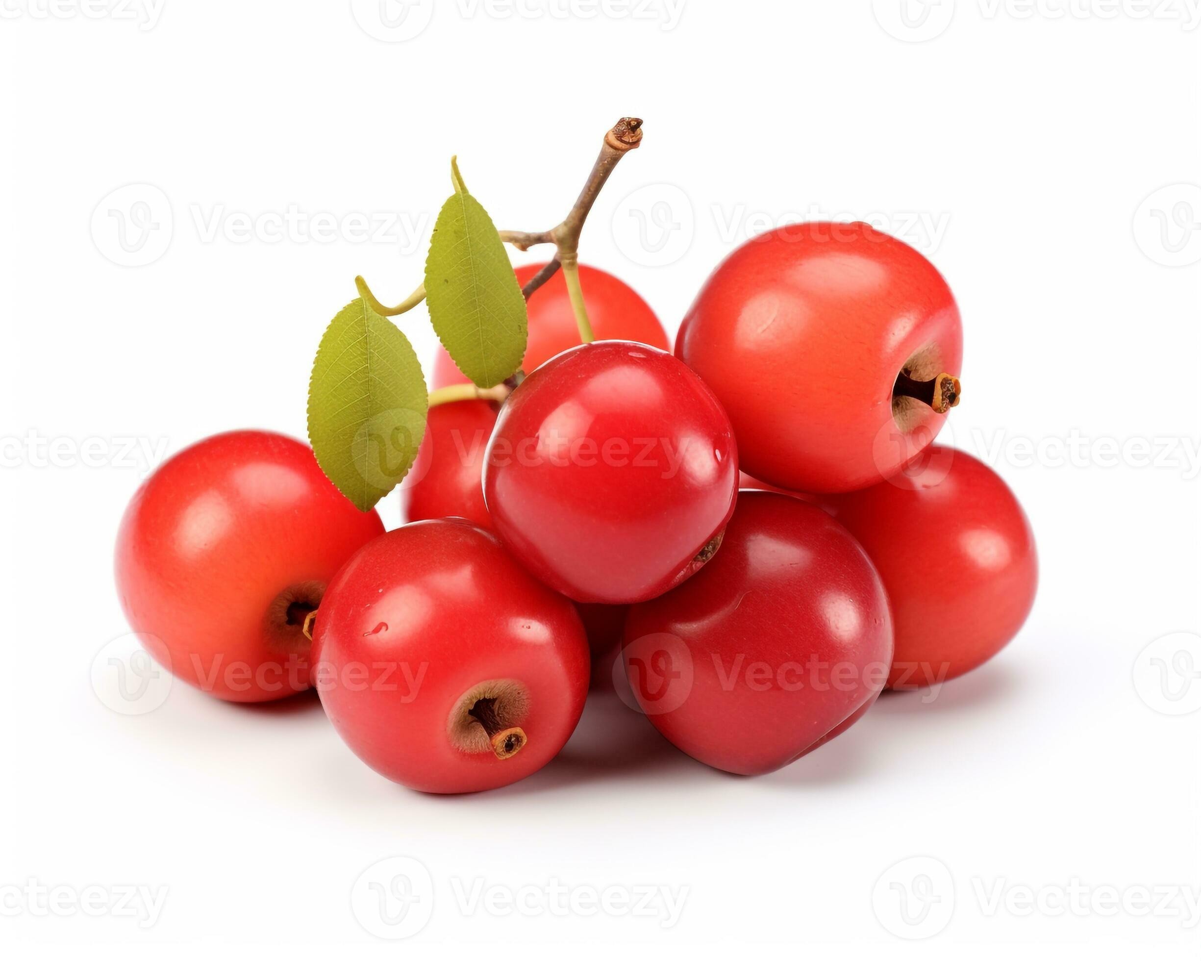 Photo of Crab apples isolated on white background. Generative AI