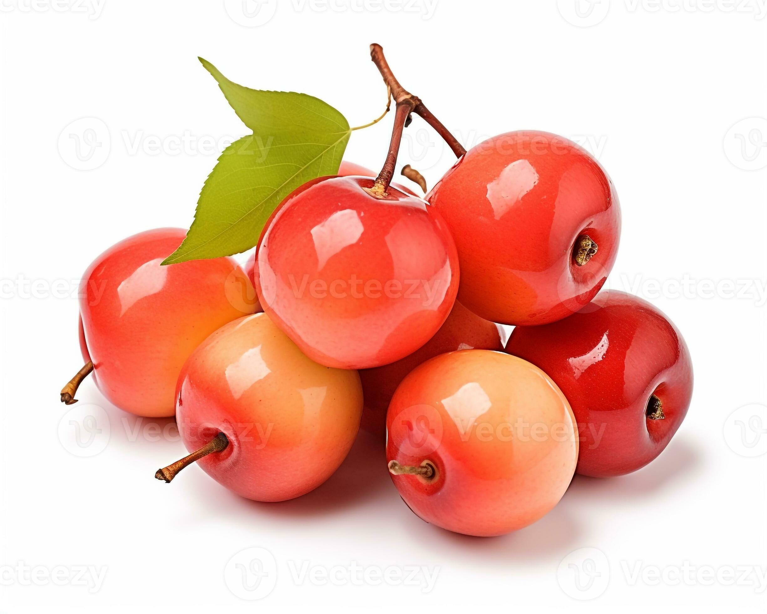 Photo of Crab apples isolated on white background. Generative AI