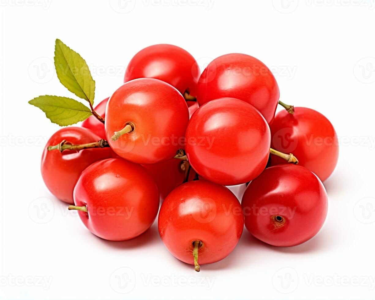 Photo of Crab apples isolated on white background. Generative AI