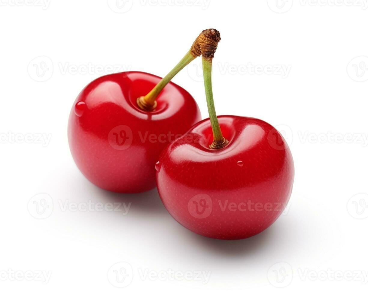 Photo of Cherry isolated on white background. Generative AI