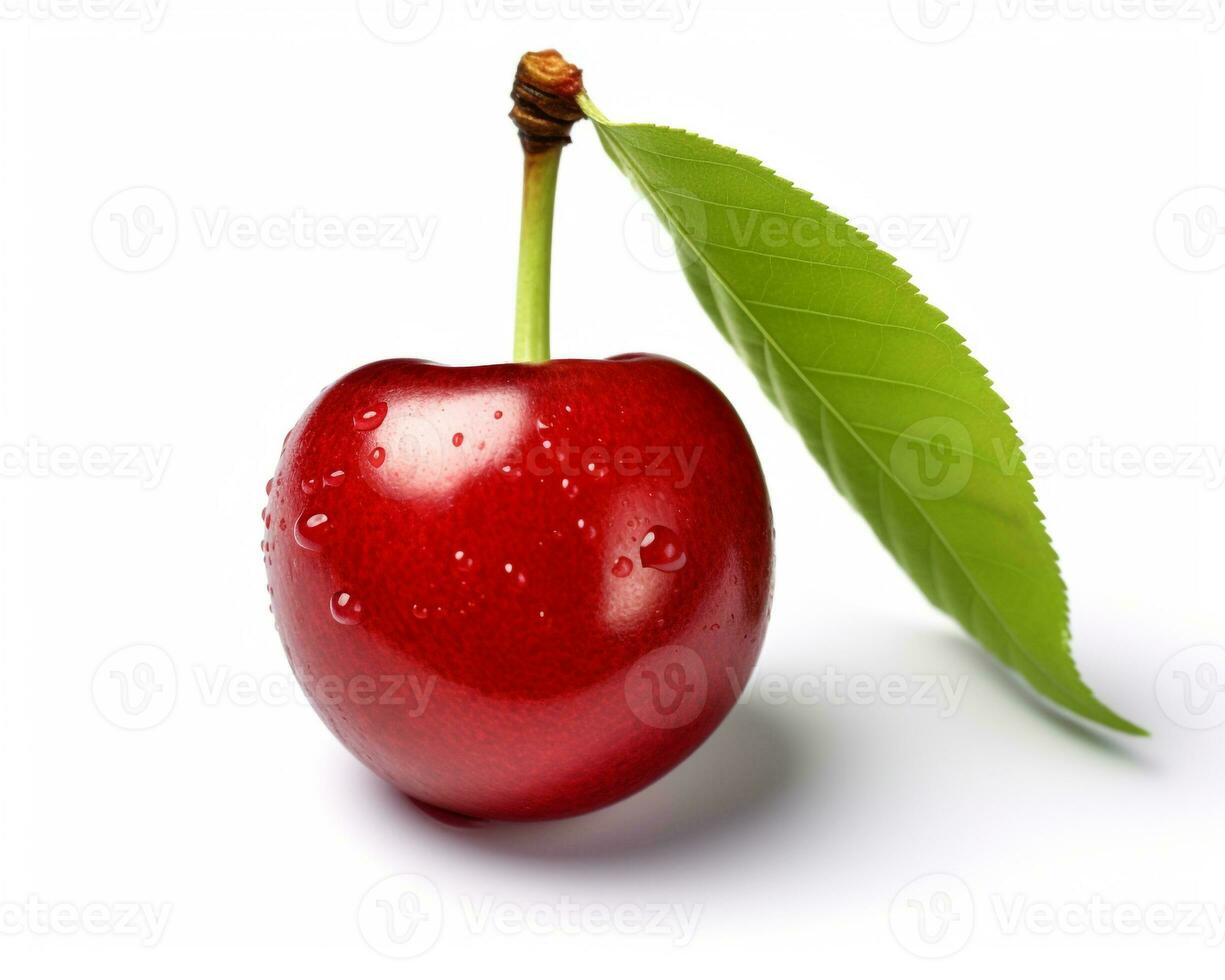 Photo of Cherry isolated on white background. Generative AI