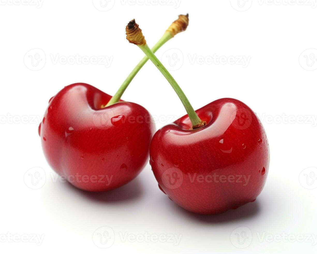 Photo of Cherry isolated on white background. Generative AI