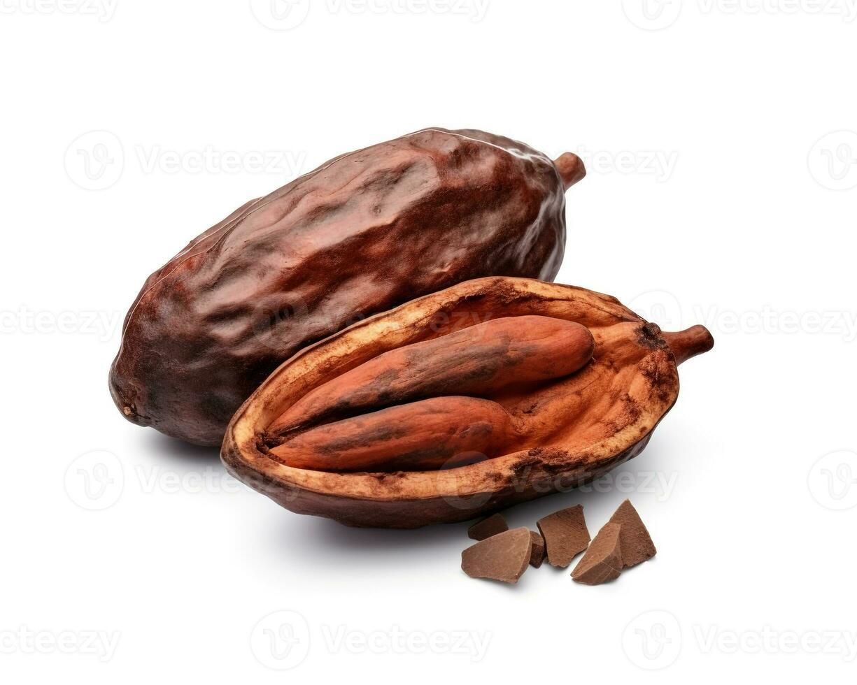 Photo of Cacao isolated on white background. Generative AI