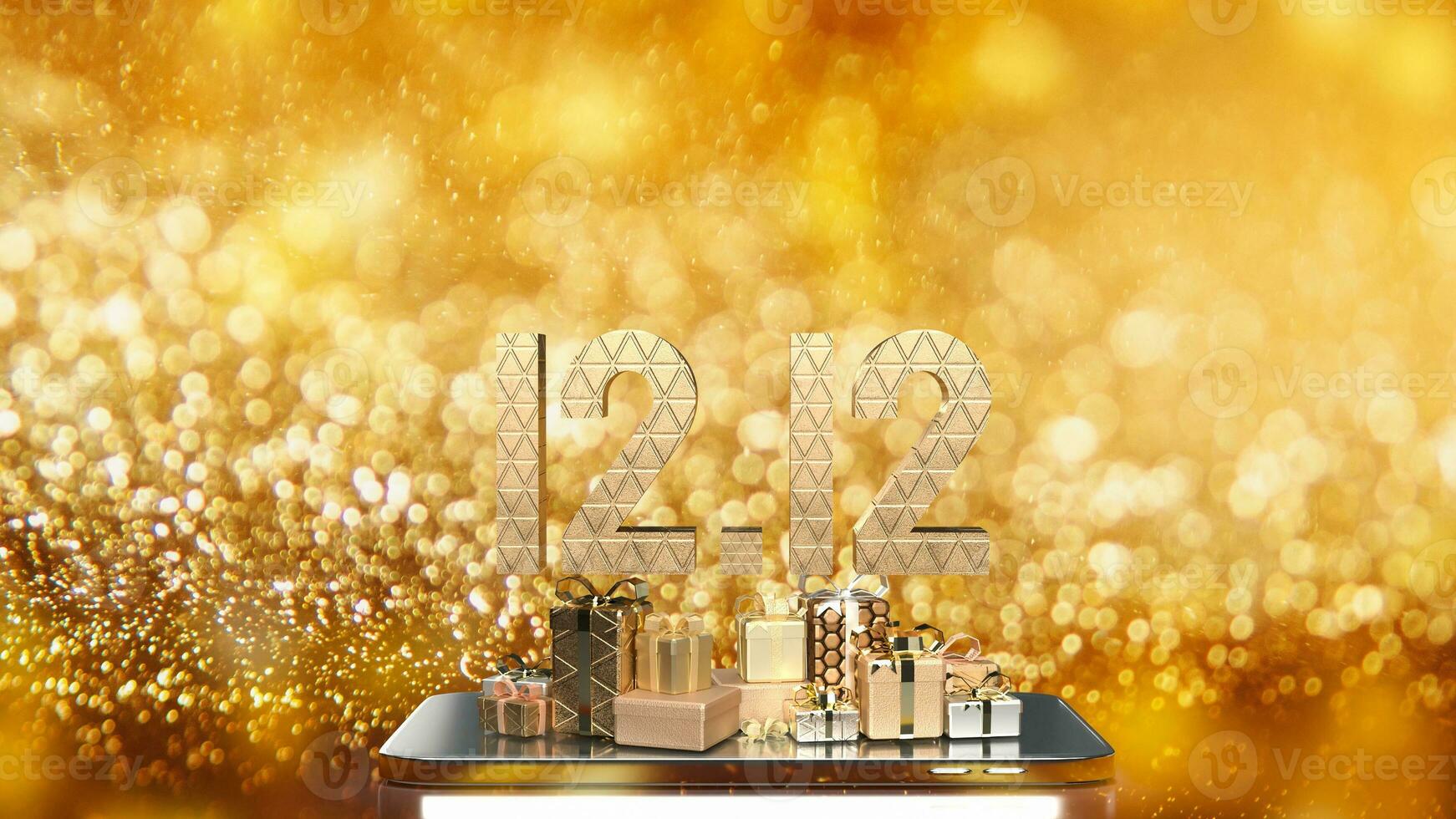 The 12.12 gold number for spacial offer concept 3d rendering photo